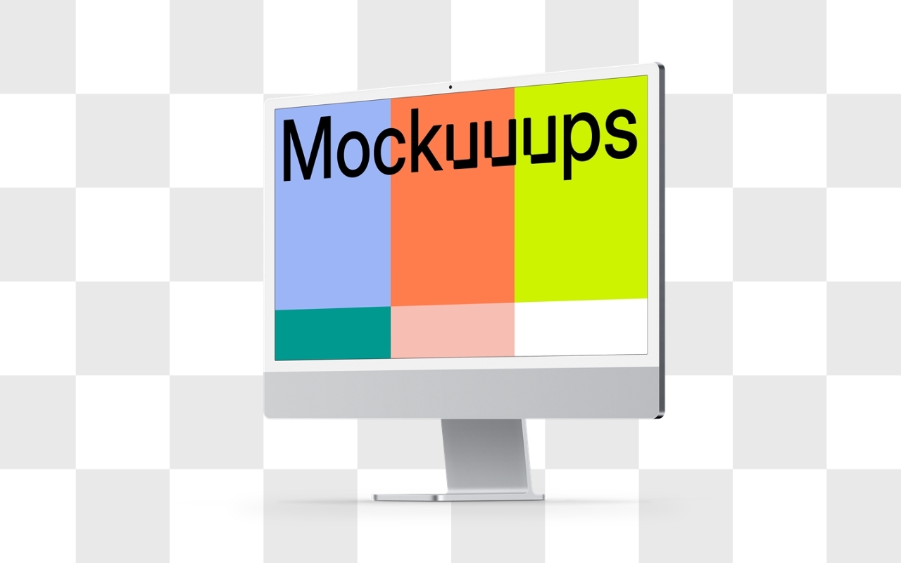 iMac mockup with transparent background in isometric view, perfect device mockup template for showcasing digital content and designs