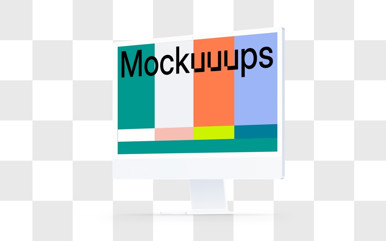 iMac mockup with transparent background in isometric view, ideal device mockup template for app and website presentations