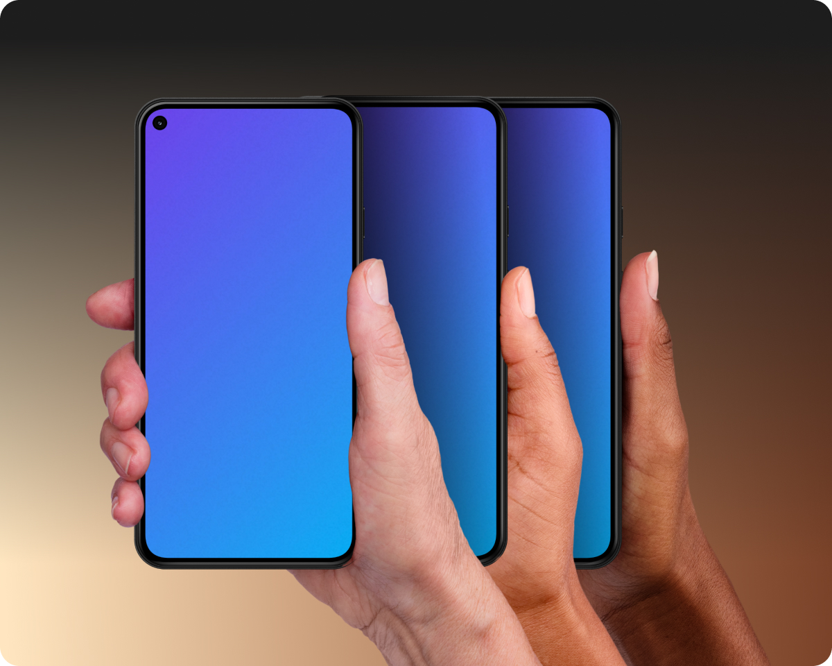 Diverse hands holding mobile device mockups
