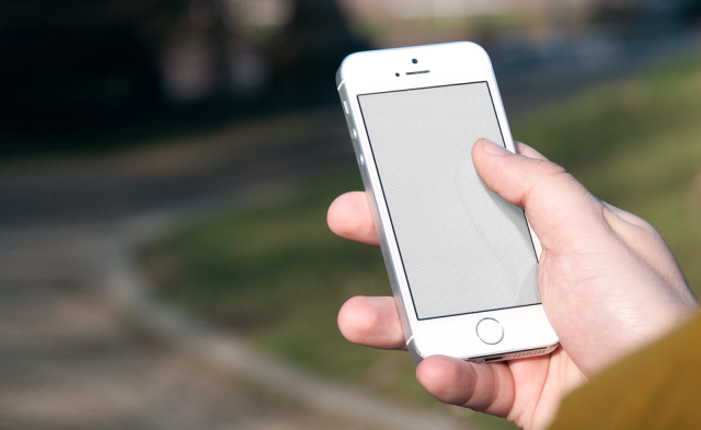 iPhone SE Free Mockup with a Park in the Background