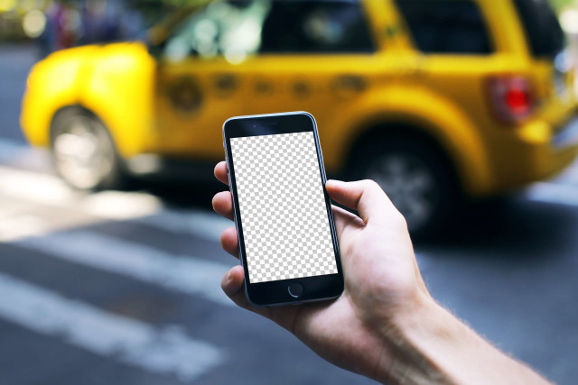 Free iPhone 6 Space Gray Taxi Mockup