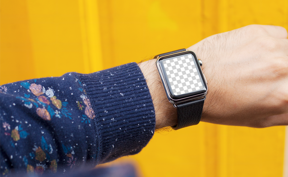 Free Apple Watch Mockup on Yellow