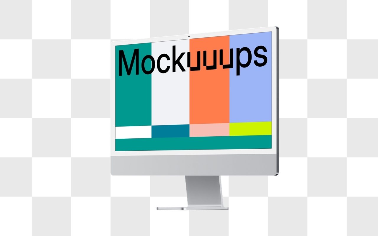 iMac mockup with transparent background in isometric view, perfect device mockup for tech presentations and design portfolios