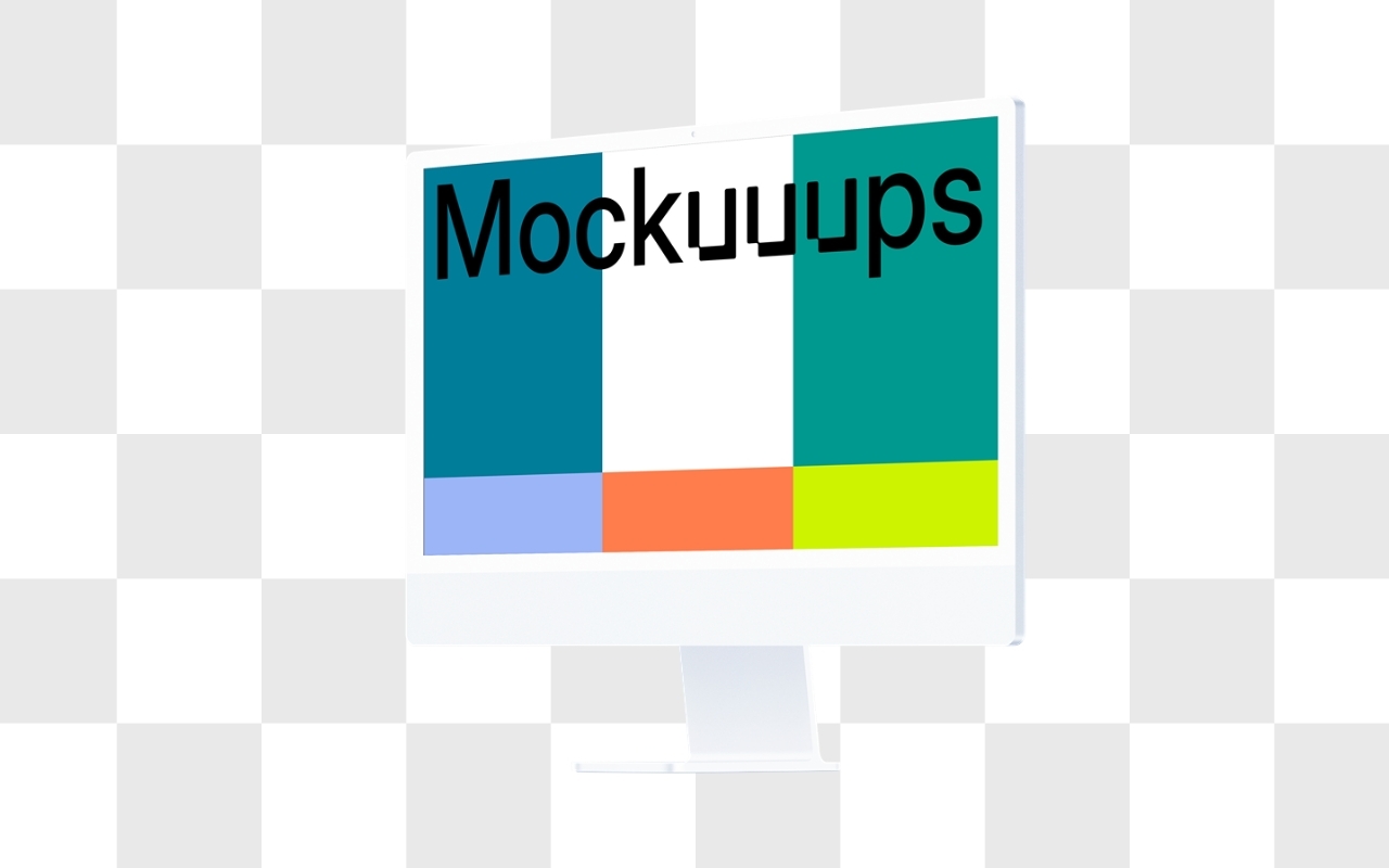 iMac mockup with transparent background in isometric view, perfect device mockup template for showcasing app and website designs