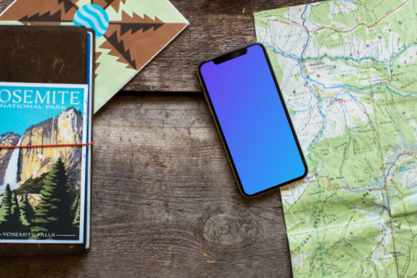 iPhone X Mockup next to the map