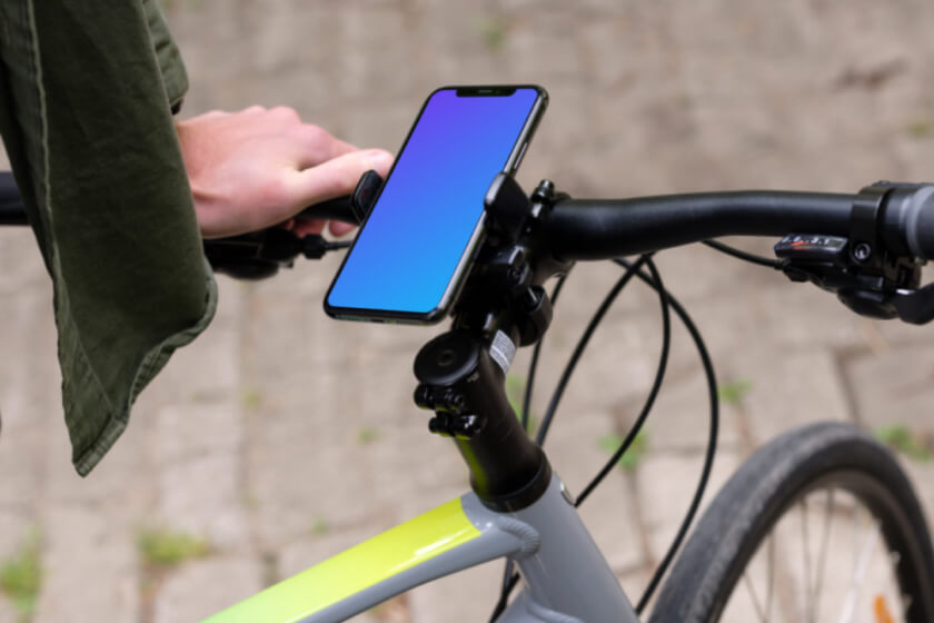 Free iPhone Mockup on the bike