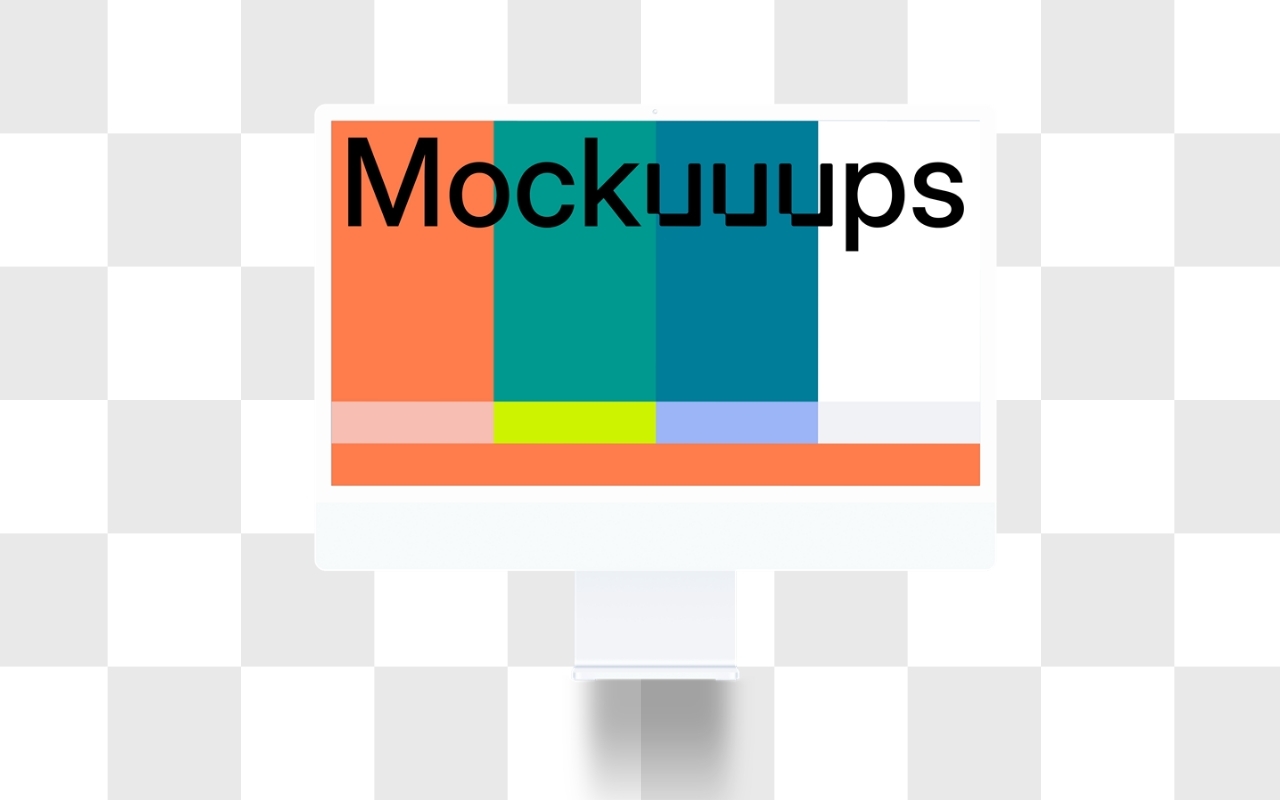 iMac mockup on transparent background shown from isometric angle, perfect for showcasing apps and websites in portfolios