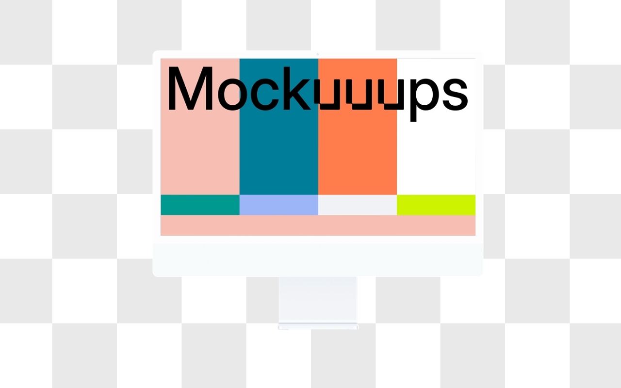 iMac 24 inch device mockup with transparent background in isometric view, perfect mockup template for showcasing digital content