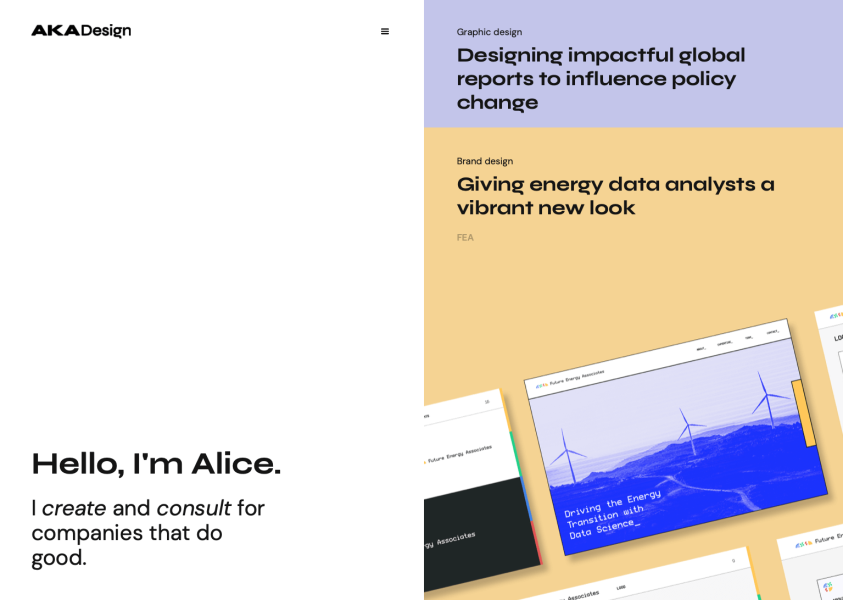 Awesome positioning of UX portfolio by Alice Apsey
