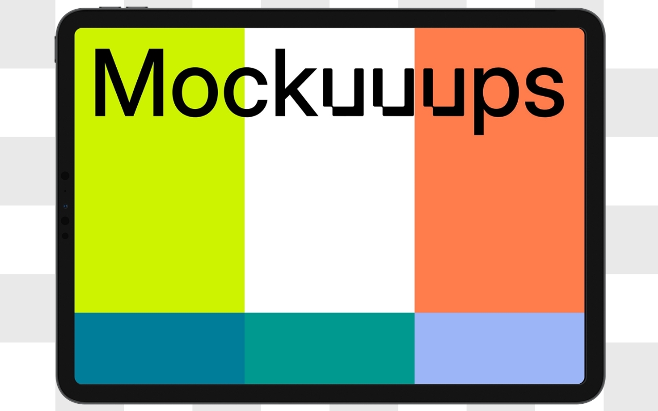 Transparent iPad Pro mockup template with clean design for showcasing tablet apps in portfolios and presentations