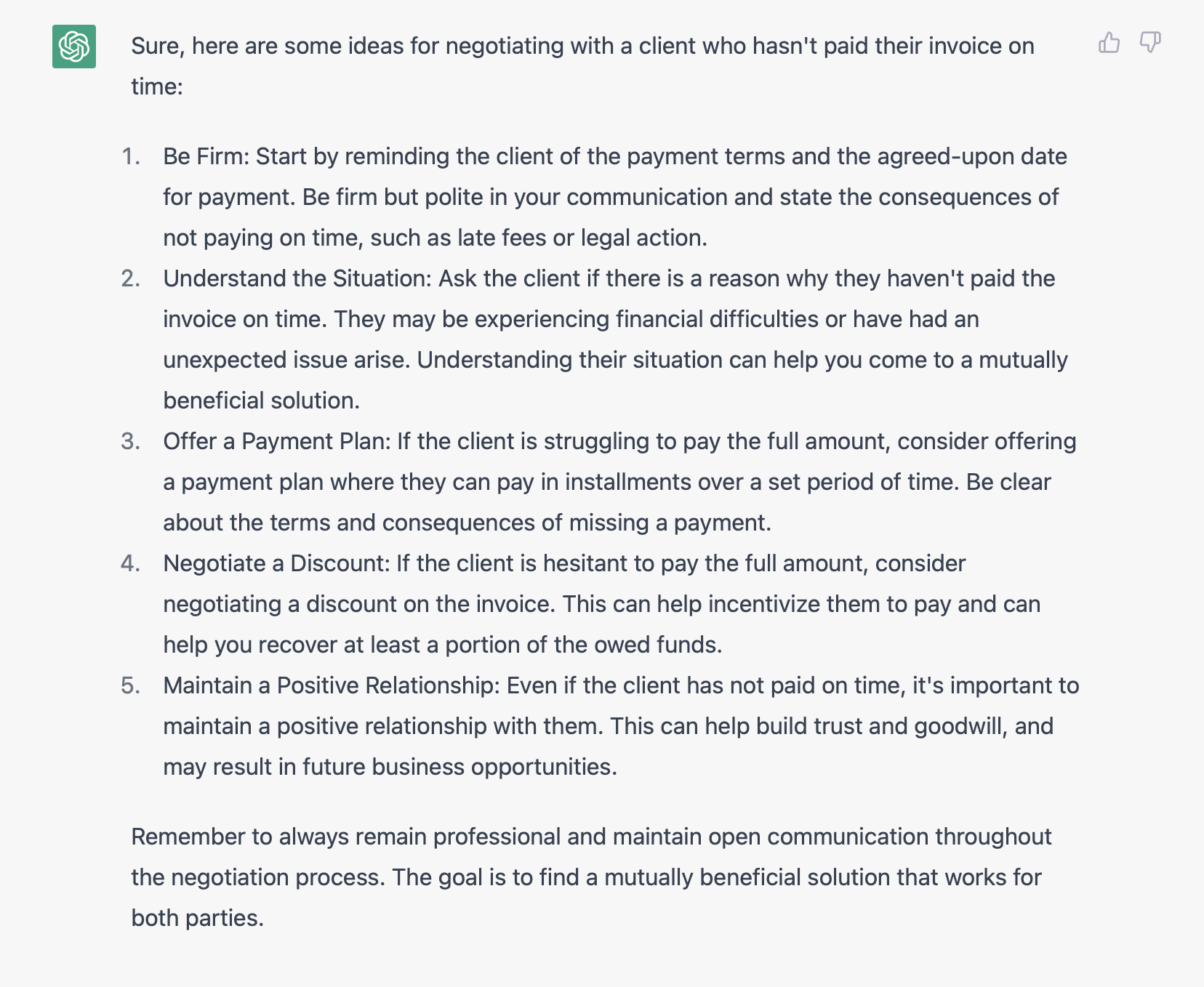 ChatGPT helping to handle a difficult client