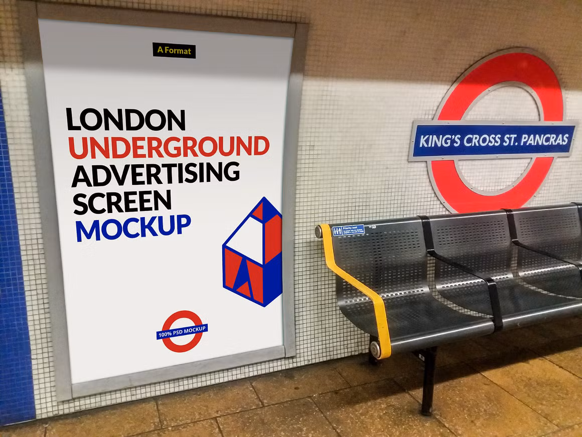 London Underground advertising screen mockup