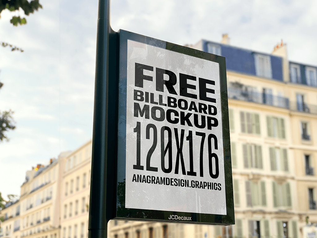 Street billboard mockup with a background of elegant Parisian residential buildings