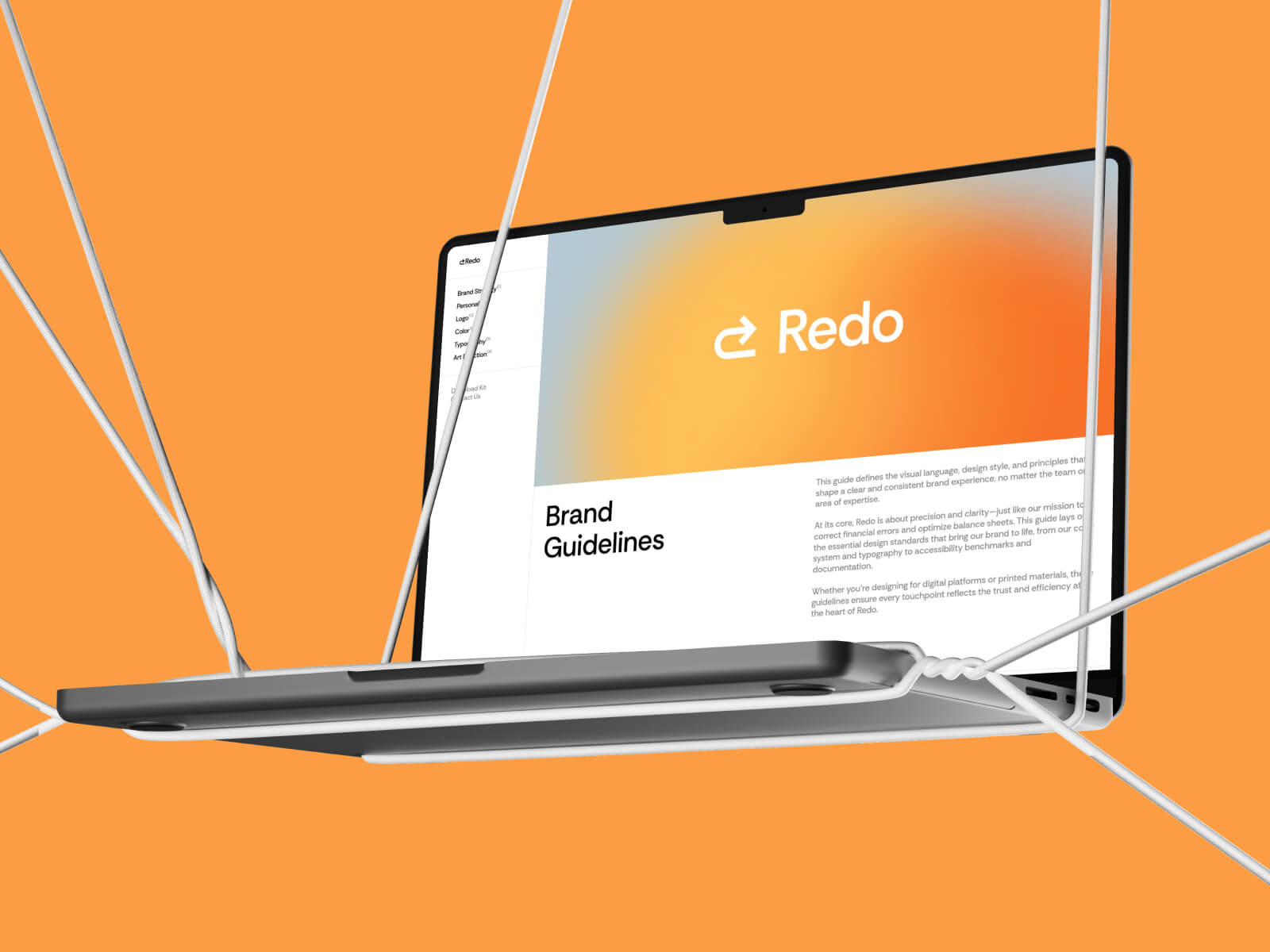 Clean, organized brand guidelines template featuring typography specimens, color palette displays, and usage examples in a systematic layout
