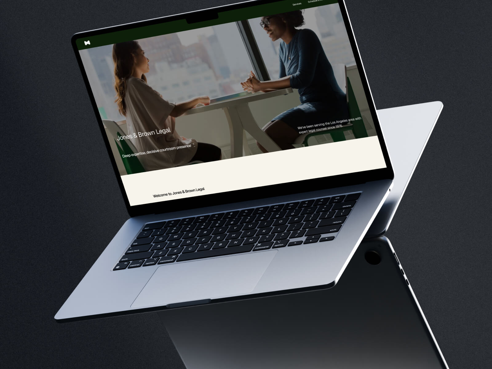 Trustworthy legal services website template with structured content sections and professional color scheme designed to inspire confidence