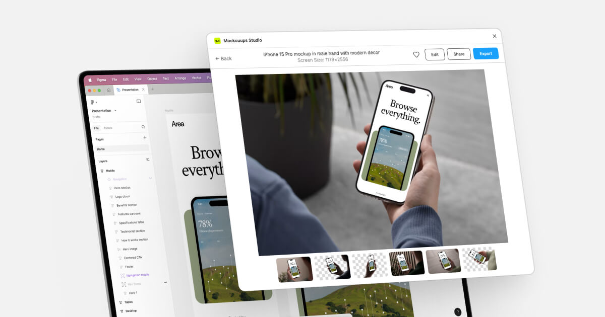 Figma Mockup Plugin [5000+ Mockups] - Mockuuups Studio