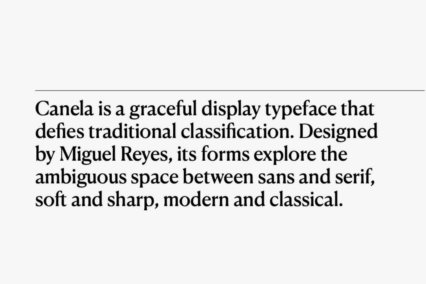 Canela font sample – editorial, sophisticated logo typography