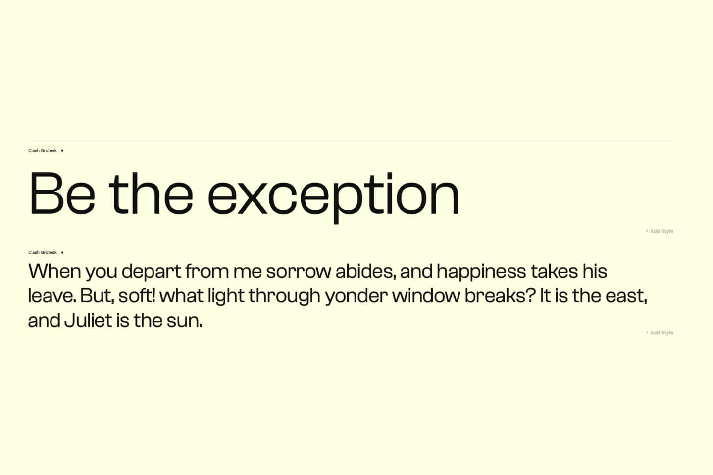 Clash Grotesk font sample – unique apertures for memorable branding