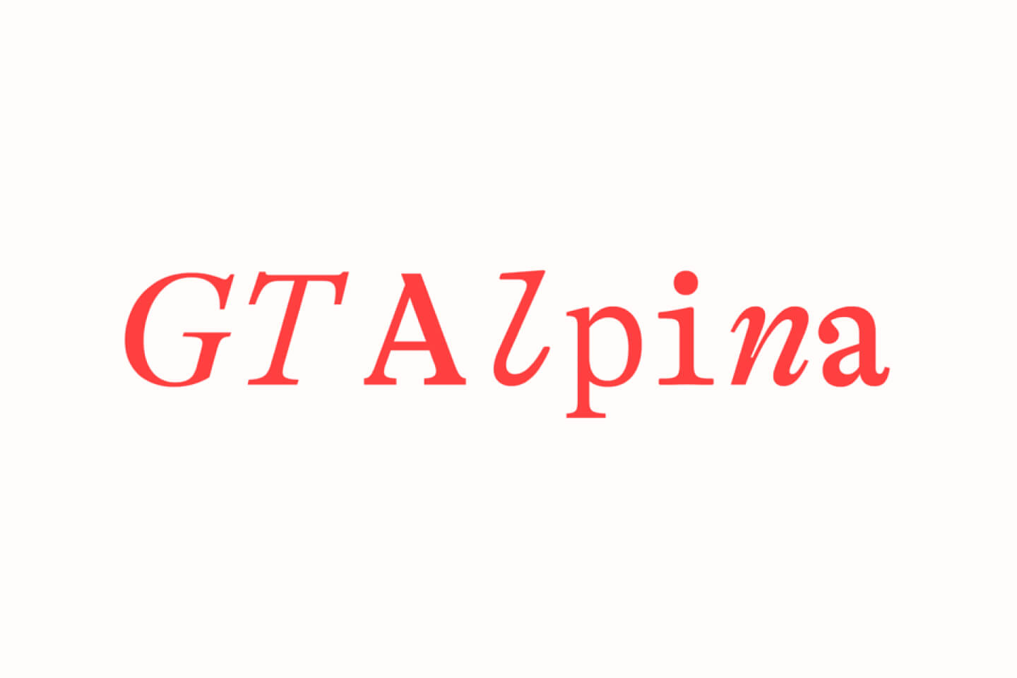 GT Alpina font logo preview – expressive serif for storytelling brands