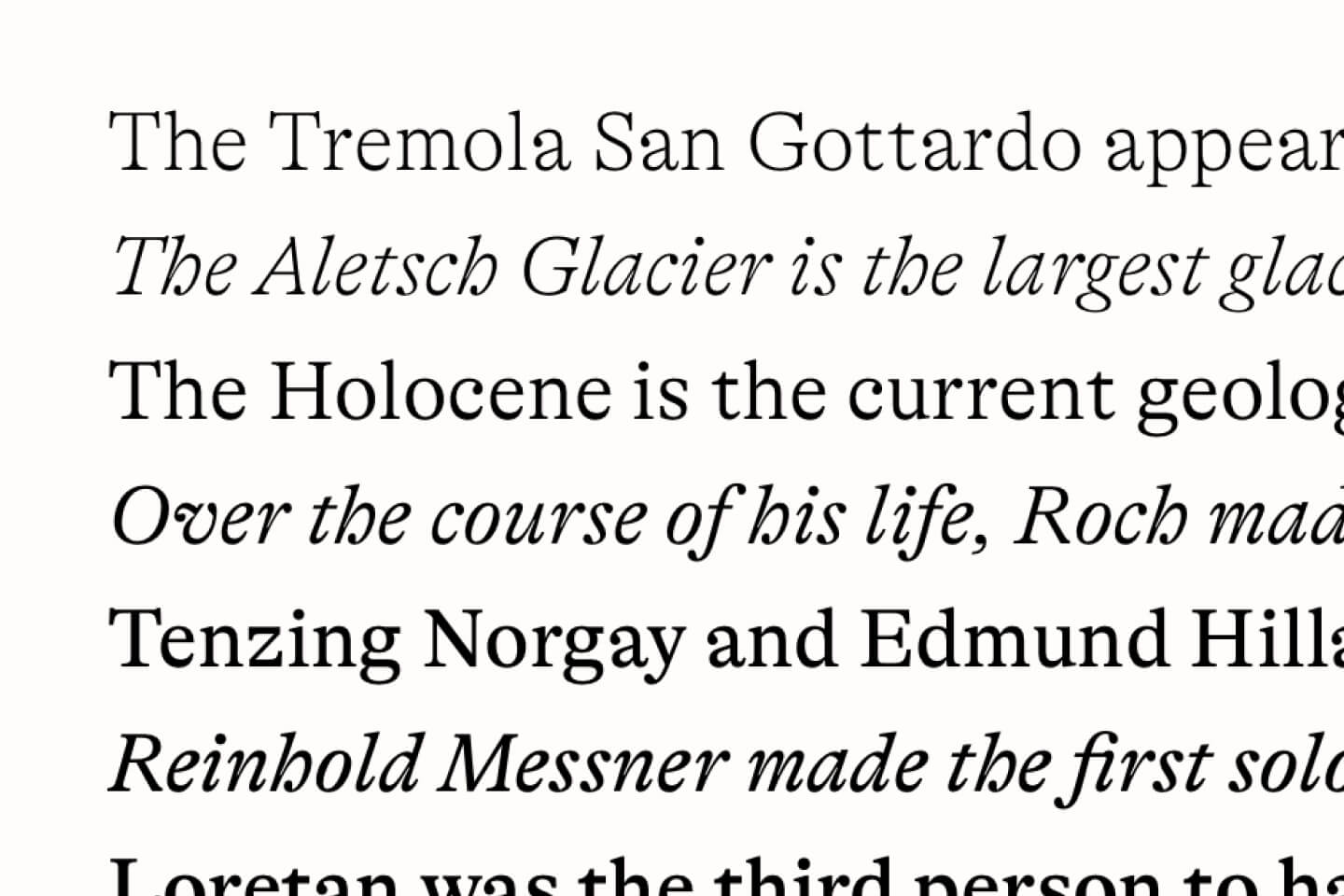 GT Alpina font sample – warm, distinctive logo typography