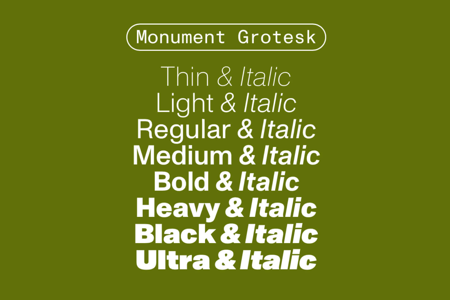 Monument Grotesk font sample – bold, polished logo typography