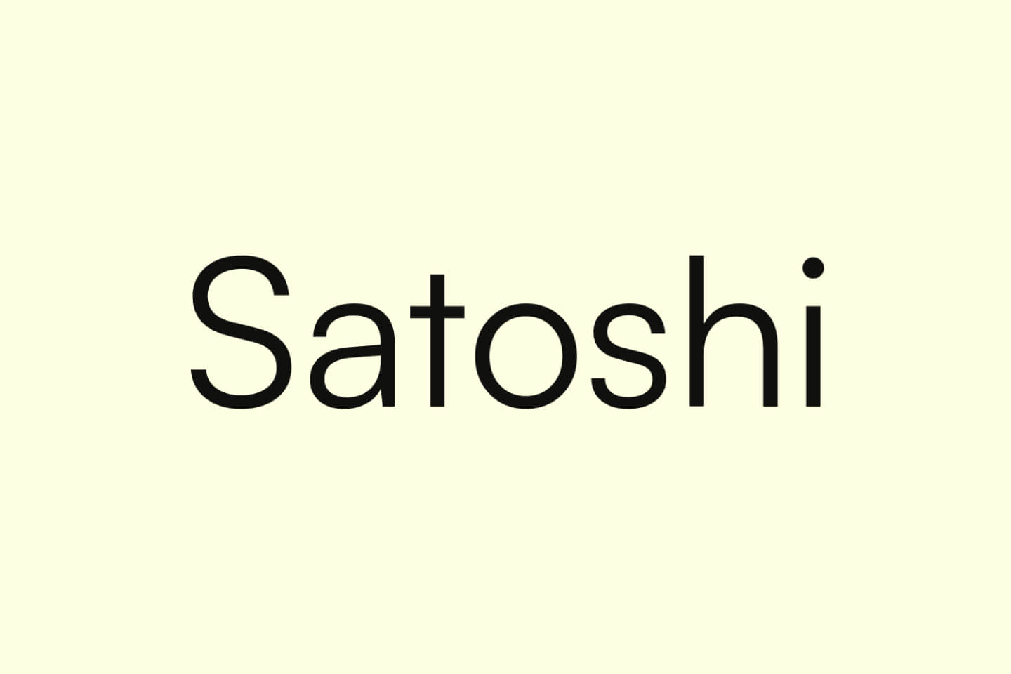 Satoshi font logo preview – geometric sans-serif with friendly warmth