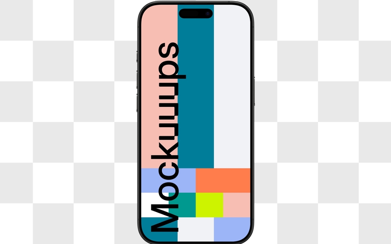 Transparent iPhone mockup in titanium black showcasing iOS app design with clean background for portfolio presentations