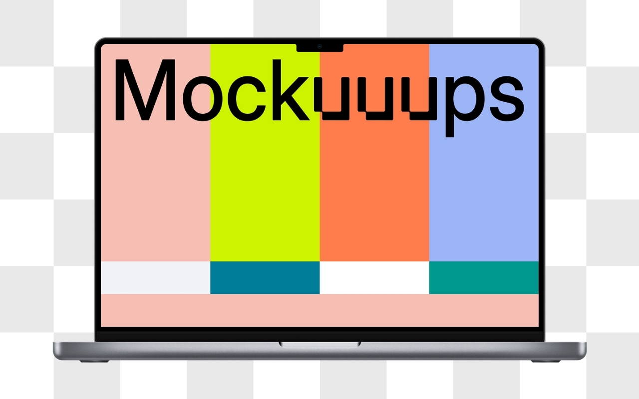 Transparent MacBook Pro 16 inch mockup generator template with clean design for showcasing desktop apps and websites