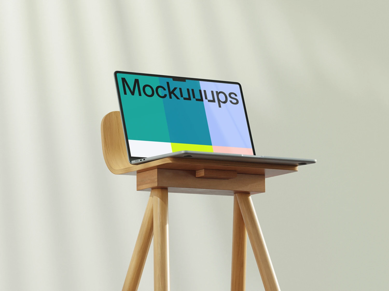 MacBook Air wooden stand mockup