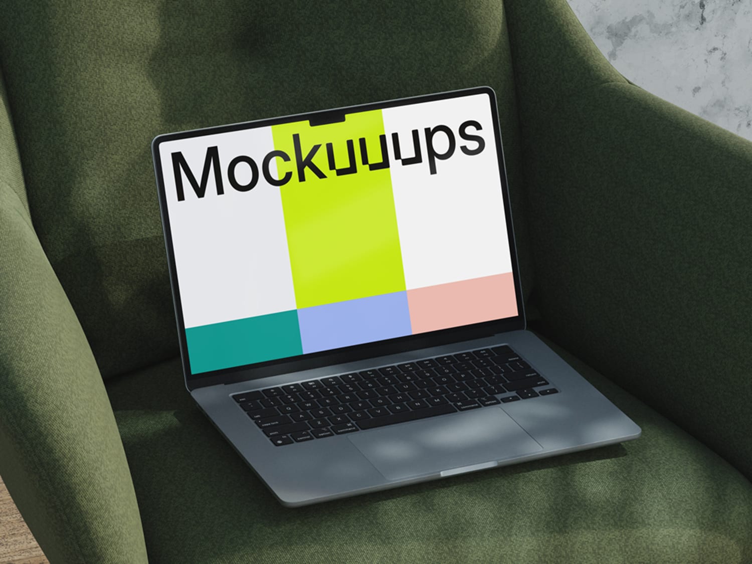 MacBook Air green armchair mockup