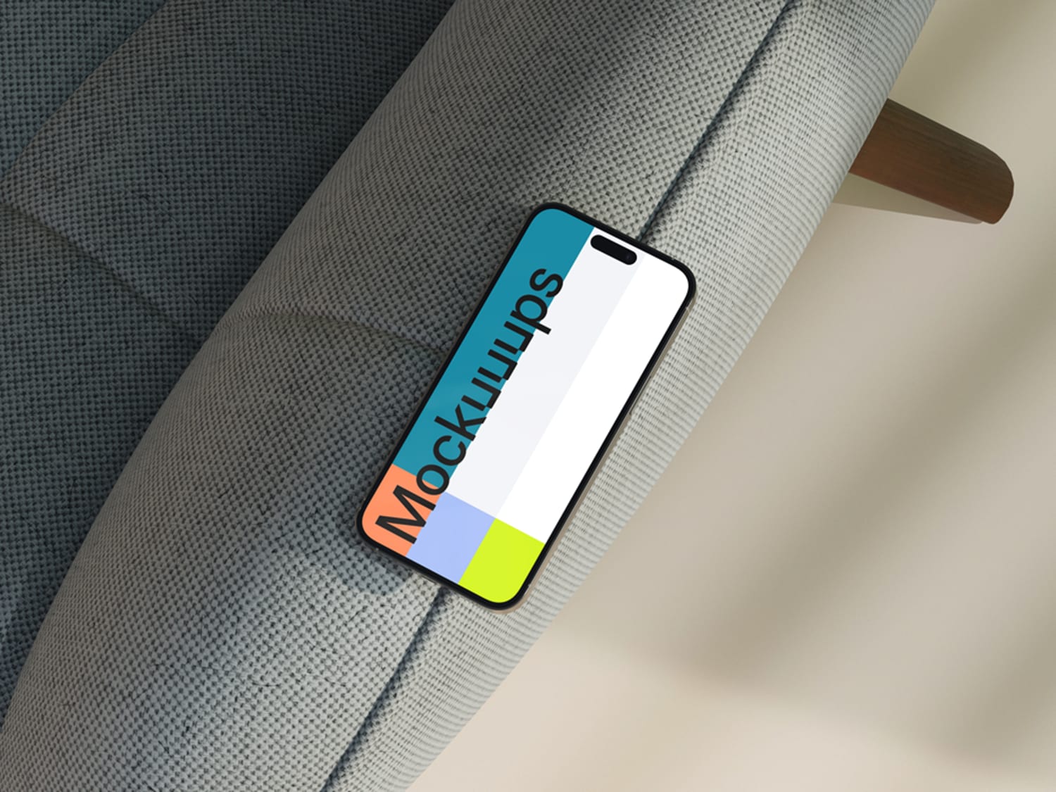 iPhone 17 fabric sofa mockup