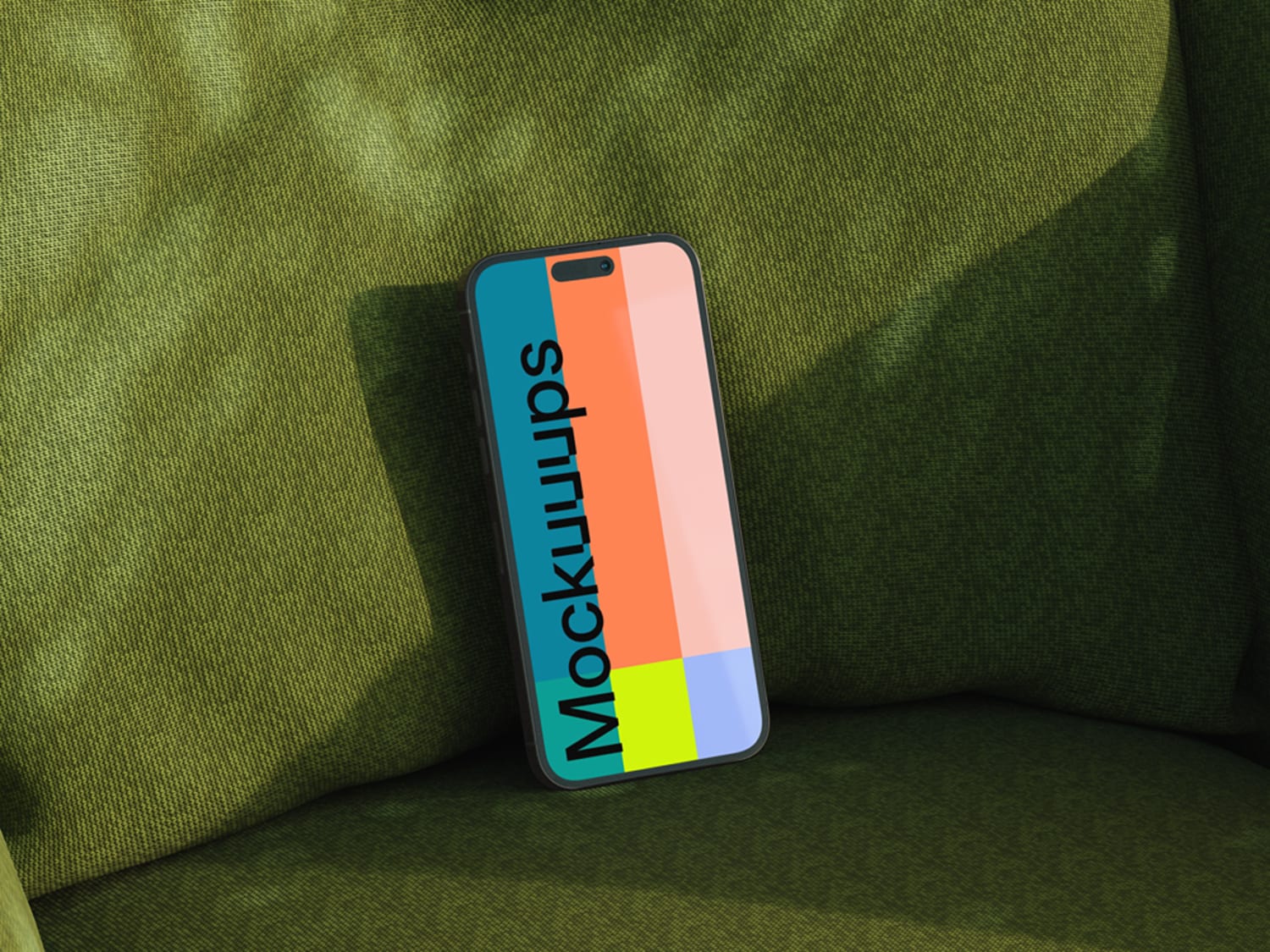 iPhone 17 green textured fabric mockup