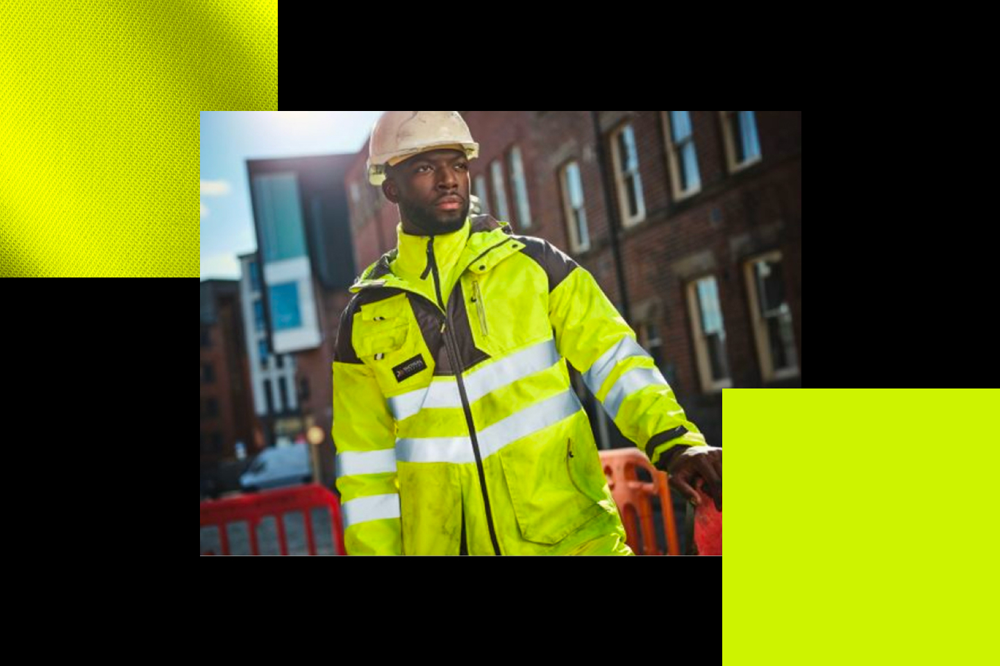 Brand color exploration image showing Mockuuups acid yellowish-green color in physical applications