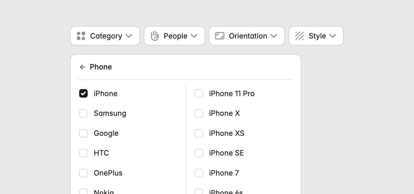 Category filter in Sketch plugin switching between Print and Digital mockup types