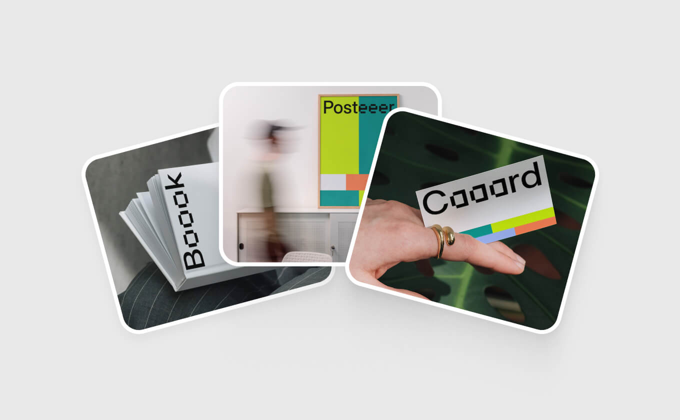 Print mockups available in the Mockuuups Sketch plugin showing business cards, posters and book covers