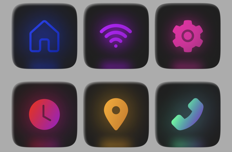 Glossy + Neon icons for Figma