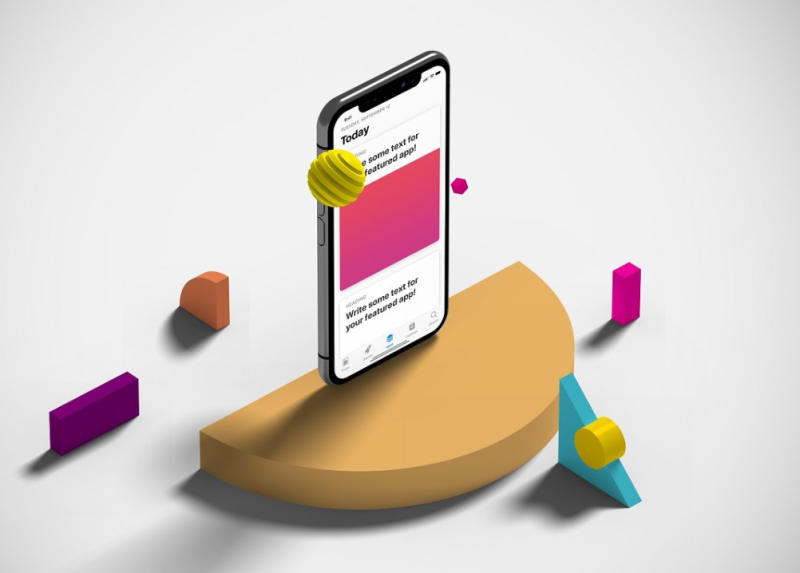 Standing Isometric Smartphone Mockup