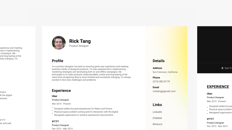 Figma Resume CV templates