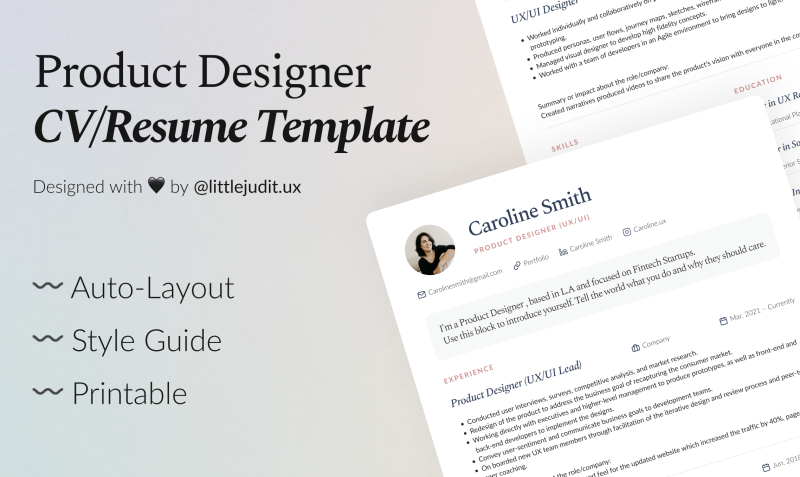 CV/Resume template for Figma