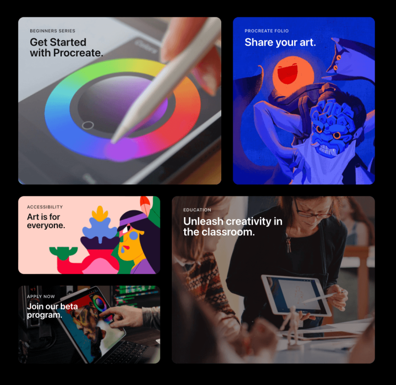 Procreate website section