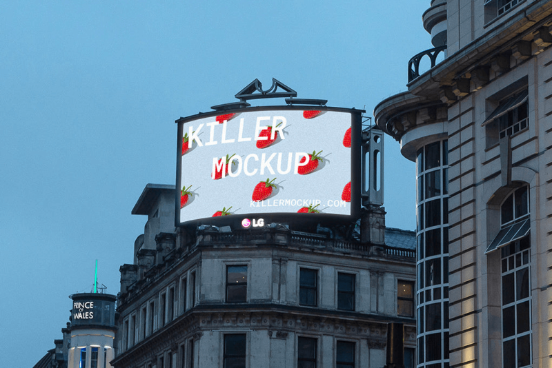 LED billboard on a historic building in London