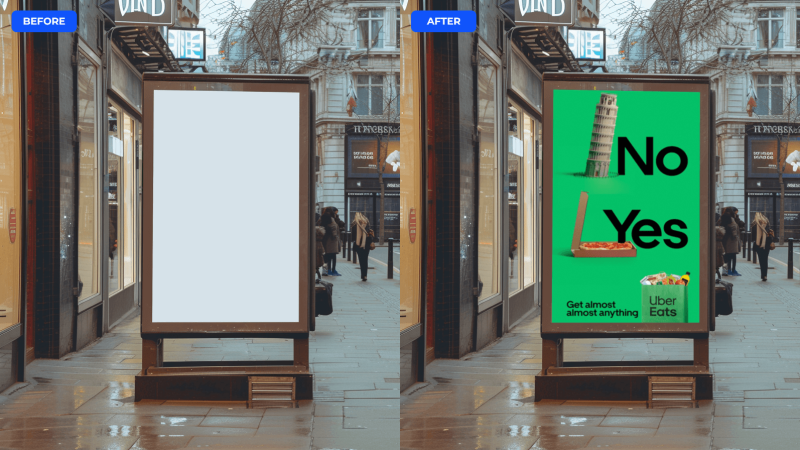 Two billboard mockups compared