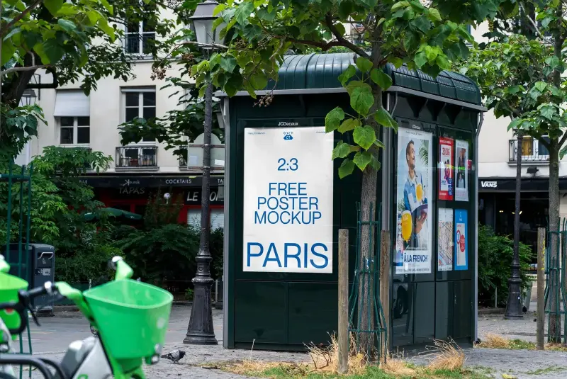 Mockup on a street kiosk in Paris