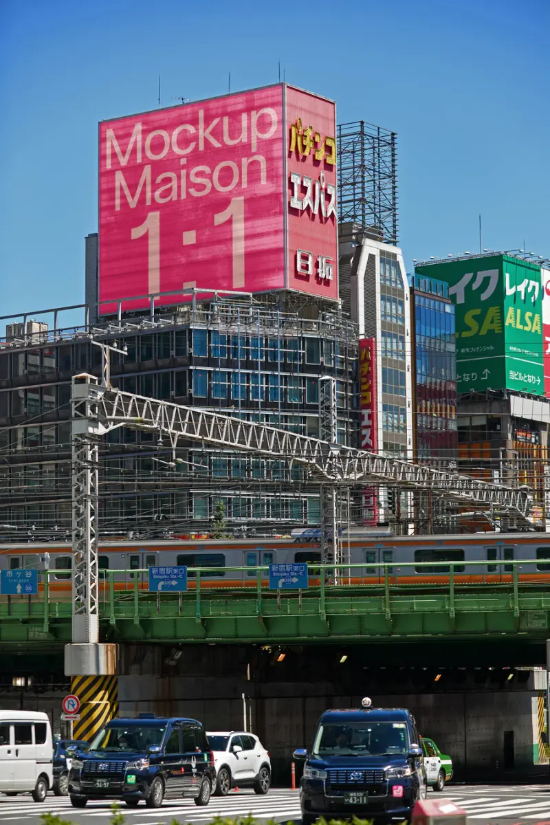 Billboard mockup in Tokyo's bustling district