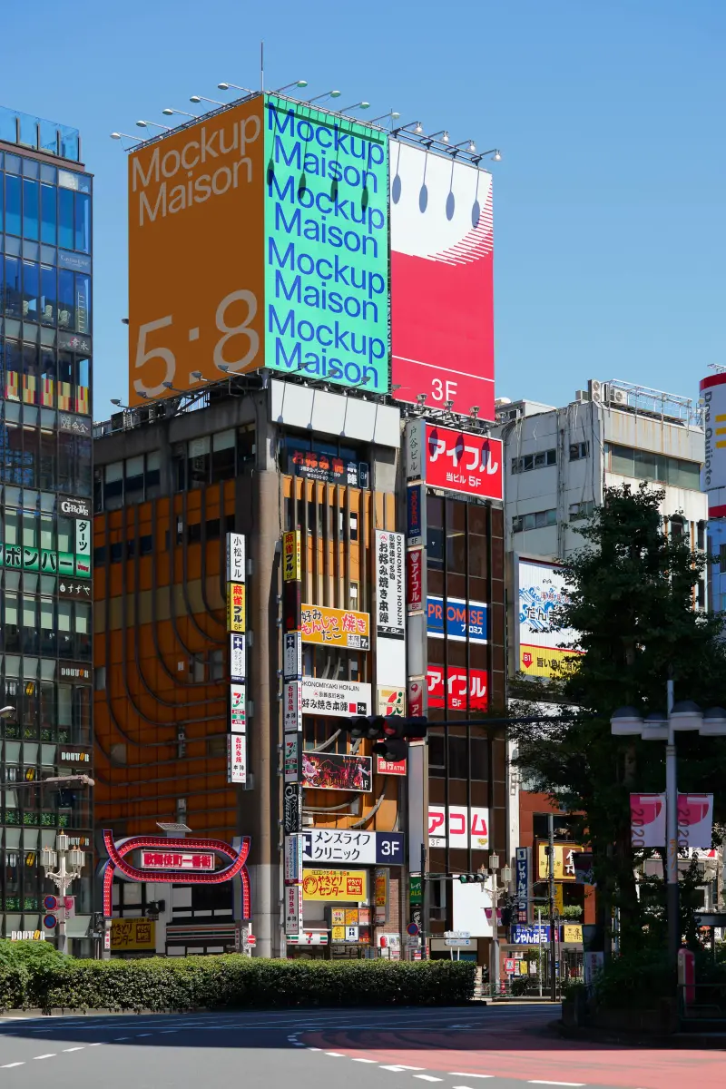 Billboard mockup in Tokyo's bustling district