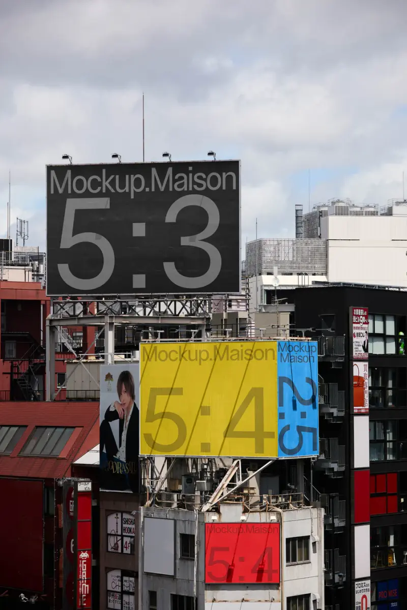 Tokyo cityscape billboard mockup