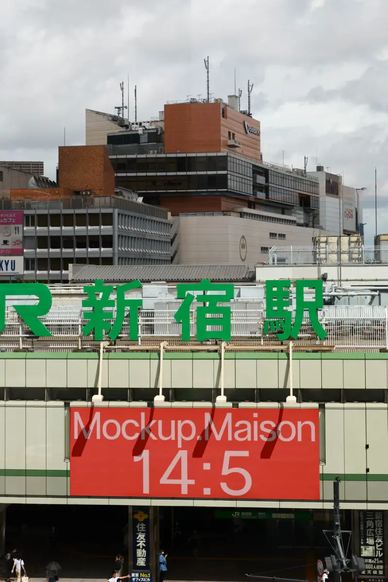 Billboard mockup at Tokyo's Shinjuku Station