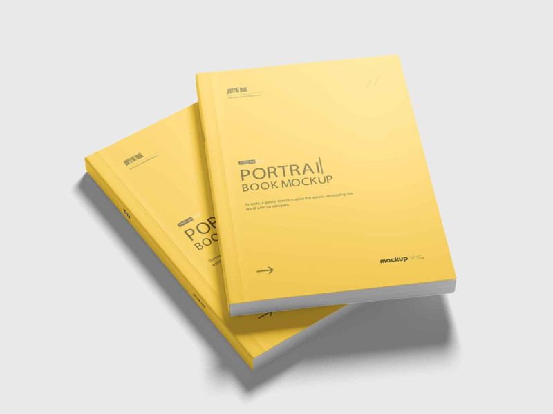 Two yellow booklets neatly stacked, clean and minimalistic design