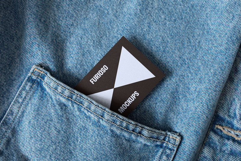 Best EU business card mockup tucked in denim pocket.