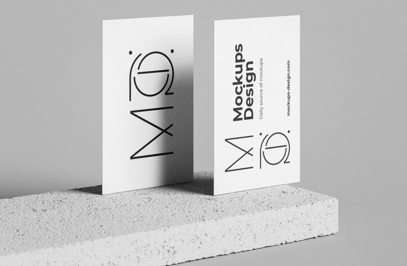 Minimalistic EU business card mockup on textured surface, ideal for business card mockup generator projects.